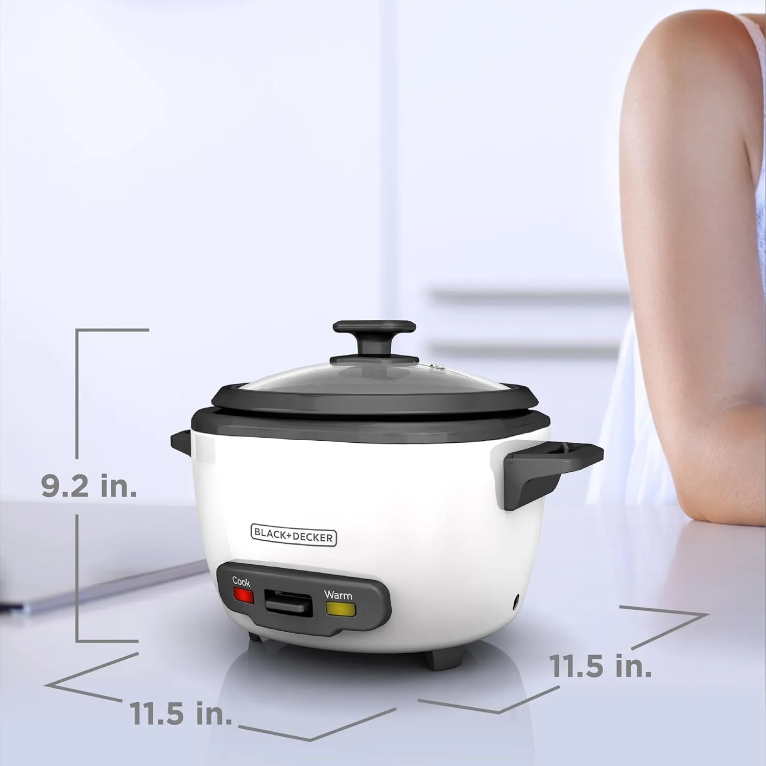 BLACK DECKER 16-Cup Rice Cooker, 8-Cup Uncooked Rice, Steaming Basket, Removable Non-Stick Bowl, One Touch, Keep Warm