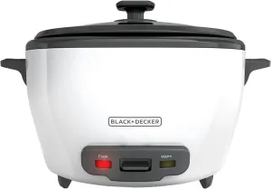 BLACK DECKER 6-Cup Rice Cooker, RC506, 3-cup Uncooked Rice, Steaming Basket, Removable Non-Stick Bowl, One Touch