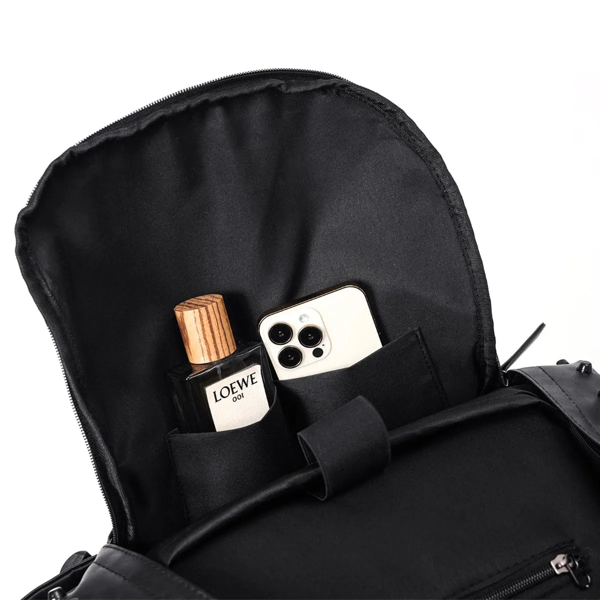 Black Waterproof PU Leather Laptop Backpack