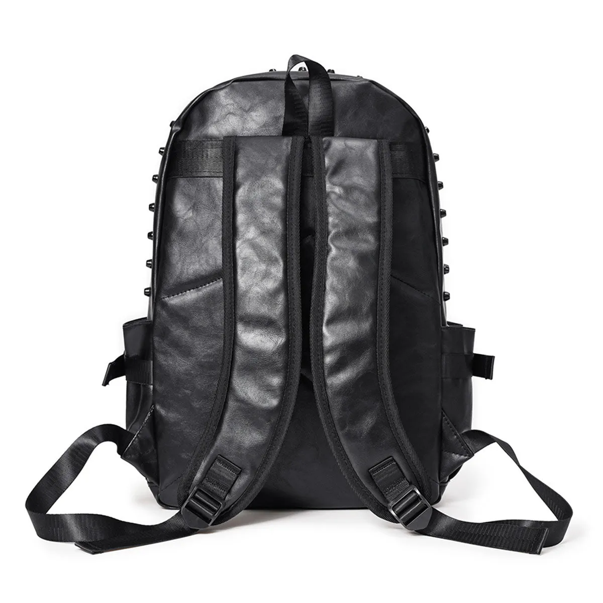 Black Waterproof PU Leather Laptop Backpack