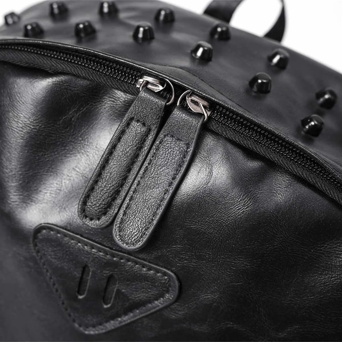 Black Waterproof PU Leather Laptop Backpack