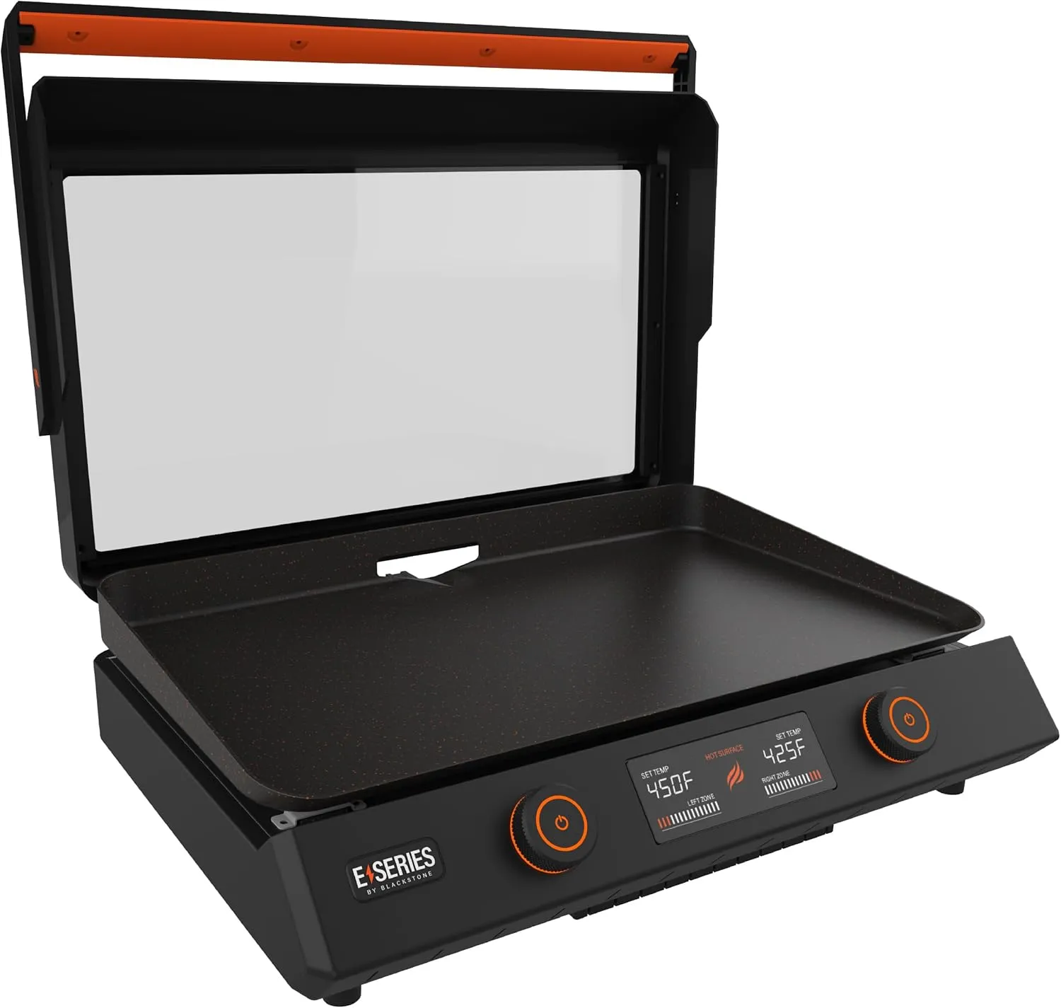 Blackstone 22-Inch Electric Griddle - 1600W Non Stick Ceramic Titanium Coated Stainless Steel Tabletop Griddle with EZ-Touch Control Dial, LCD Display, Patented Rotate & Remove Glass Hood - 8001