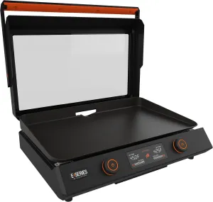 Blackstone 22-Inch Electric Griddle - 1600W Non Stick Ceramic Titanium Coated Stainless Steel Tabletop Griddle with EZ-Touch Control Dial, LCD Display, Patented Rotate & Remove Glass Hood - 8001