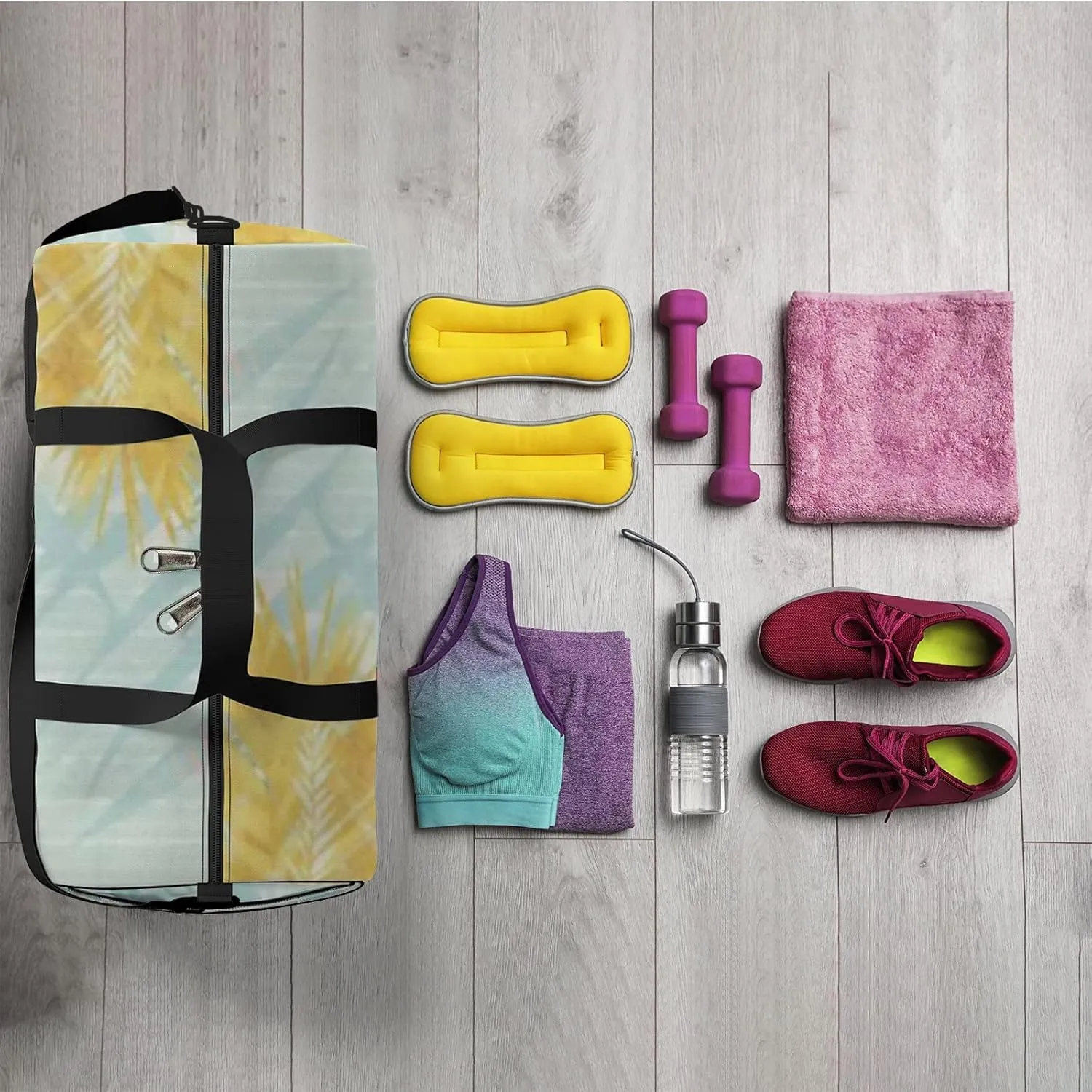 Botanical Wall Art Retro Prints Set Sports Bag Tote Bag Waterproof Gym Bag with Shoulder Strap Zipper 2 Side Pockets for Men and Women, Travel and Storage Shoulder Bag.