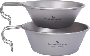 Boundless Voyage 300ml/450ml Titanium Sierra Cup Bowl with Handle Portable Lightweight for Camping Hiking