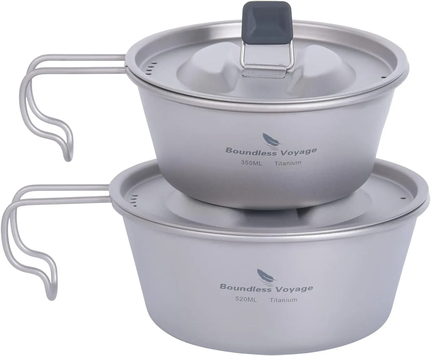 Boundless Voyage 350ML 520ML Titanium Sierra Bowl Cup Pot with Handle Lid for Outdoor Camping Hiking Portable Mug Tableware A-Ti1099T