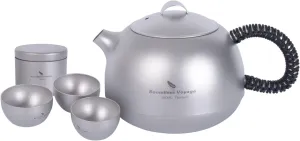 Boundless Voyage Titanium Kungfu Teapot with Filter Handle Lid Tea Canister Ultralight Mini Kettle Cup Tea Set Camping Coffee Tea Water Maker A-Ti3110D