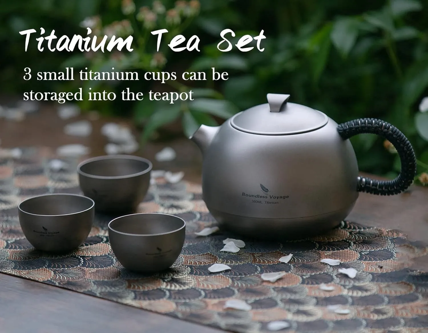 Boundless Voyage Titanium Kungfu Teapot with Filter Handle Lid Tea Canister Ultralight Mini Kettle Cup Tea Set Camping Coffee Tea Water Maker A-Ti3110D