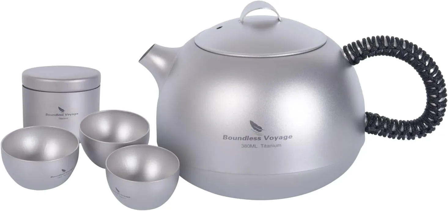 Boundless Voyage Titanium Kungfu Teapot with Filter Handle Lid Tea Canister Ultralight Mini Kettle Cup Tea Set Camping Coffee Tea Water Maker A-Ti3110D