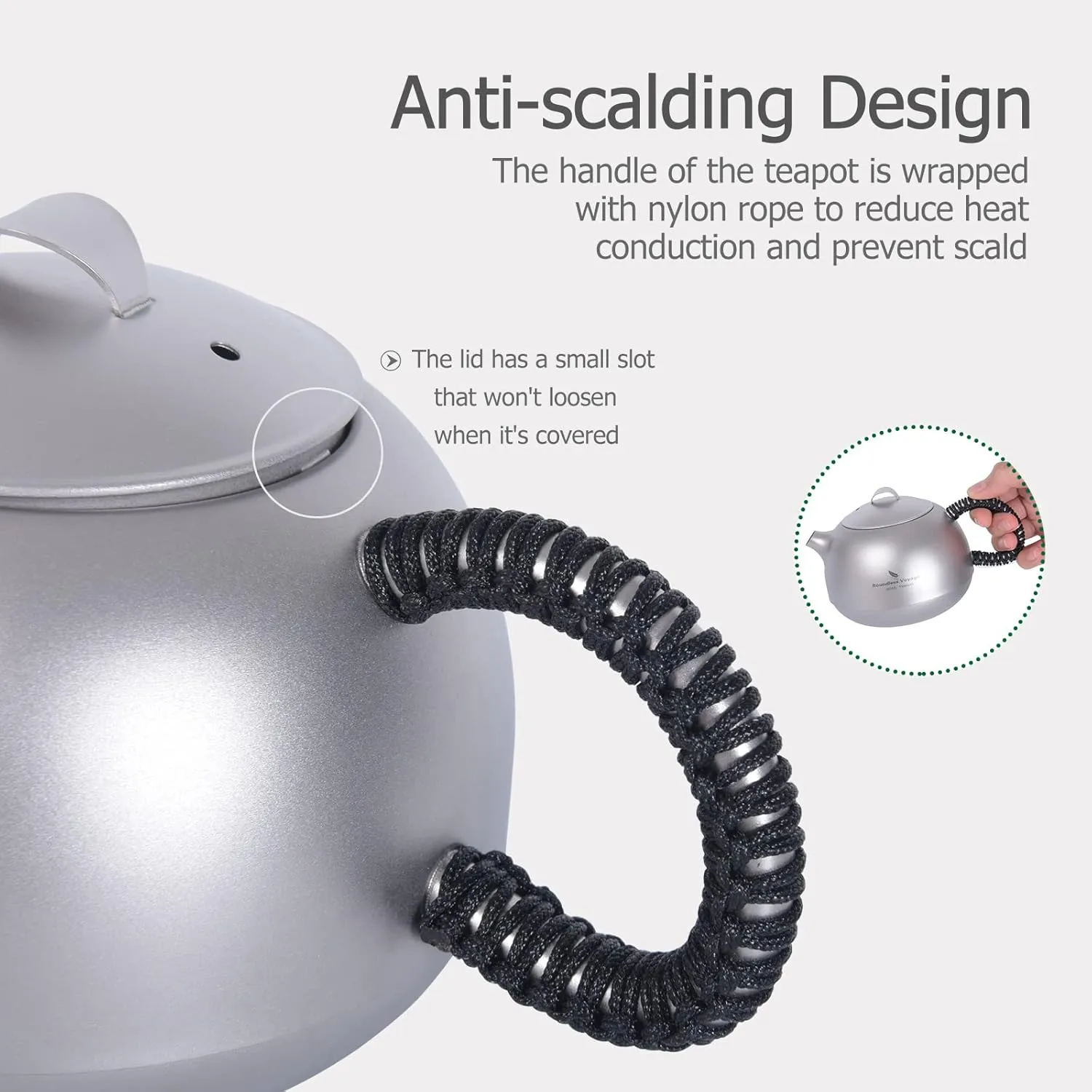 Boundless Voyage Titanium Kungfu Teapot with Filter Handle Lid Tea Canister Ultralight Mini Kettle Cup Tea Set Camping Coffee Tea Water Maker A-Ti3110D