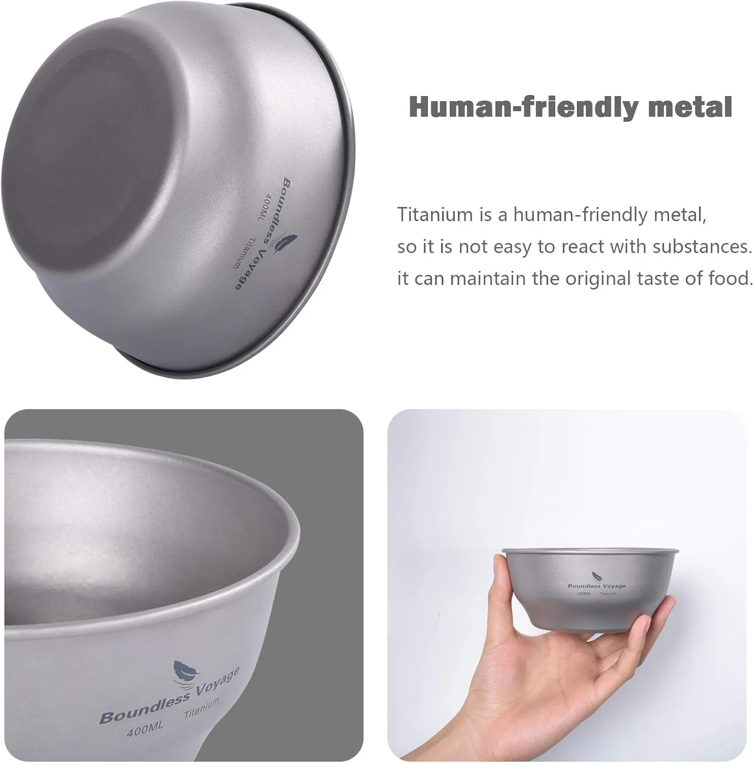 Boundless Voyage Ultralight Titanium Bowl Pan Plate Dish with Carry Bag Outdoor Camping Portable Tableware Cookware (5 Pcs Set (3 Bowls 2 Plates))