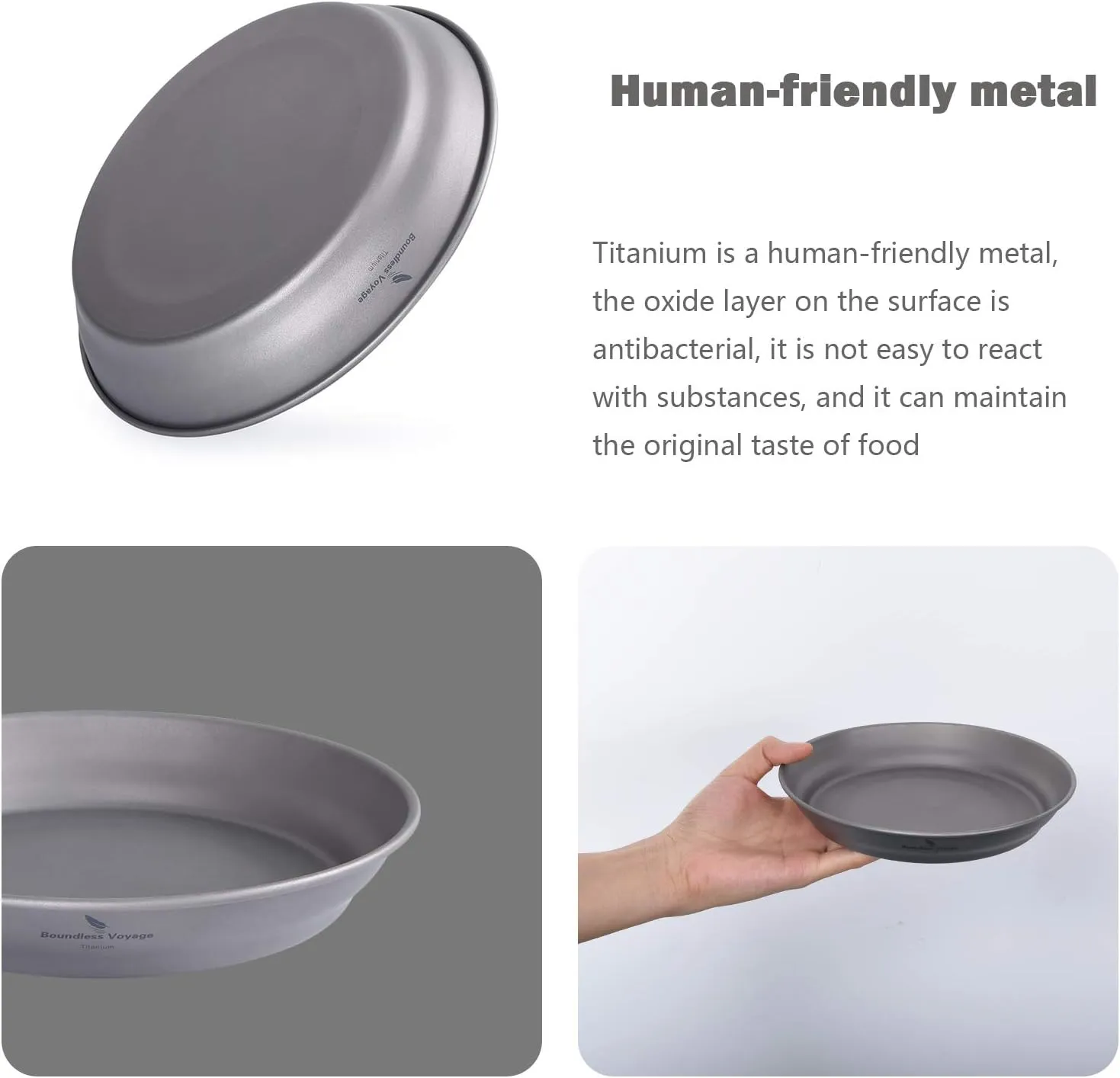Boundless Voyage Ultralight Titanium Bowl Pan Plate Dish with Carry Bag Outdoor Camping Portable Tableware Cookware (5 Pcs Set (3 Bowls 2 Plates))
