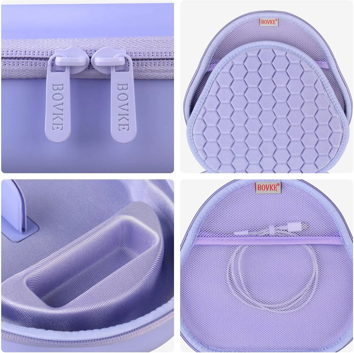 BOVKE Hard Carrying Case with Sleep Mode for Apple AirPods Max Wireless Over-Ear Headphones, AirPods Max Protective Portable Storage Bag with Mesh Pocket for USB-C Charging Cables Accessories, Purple