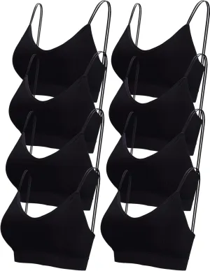BQTQ 8 Pieces V Neck Bralettes Padded Bralettes for Women with Elastic Straps Seamless Bra