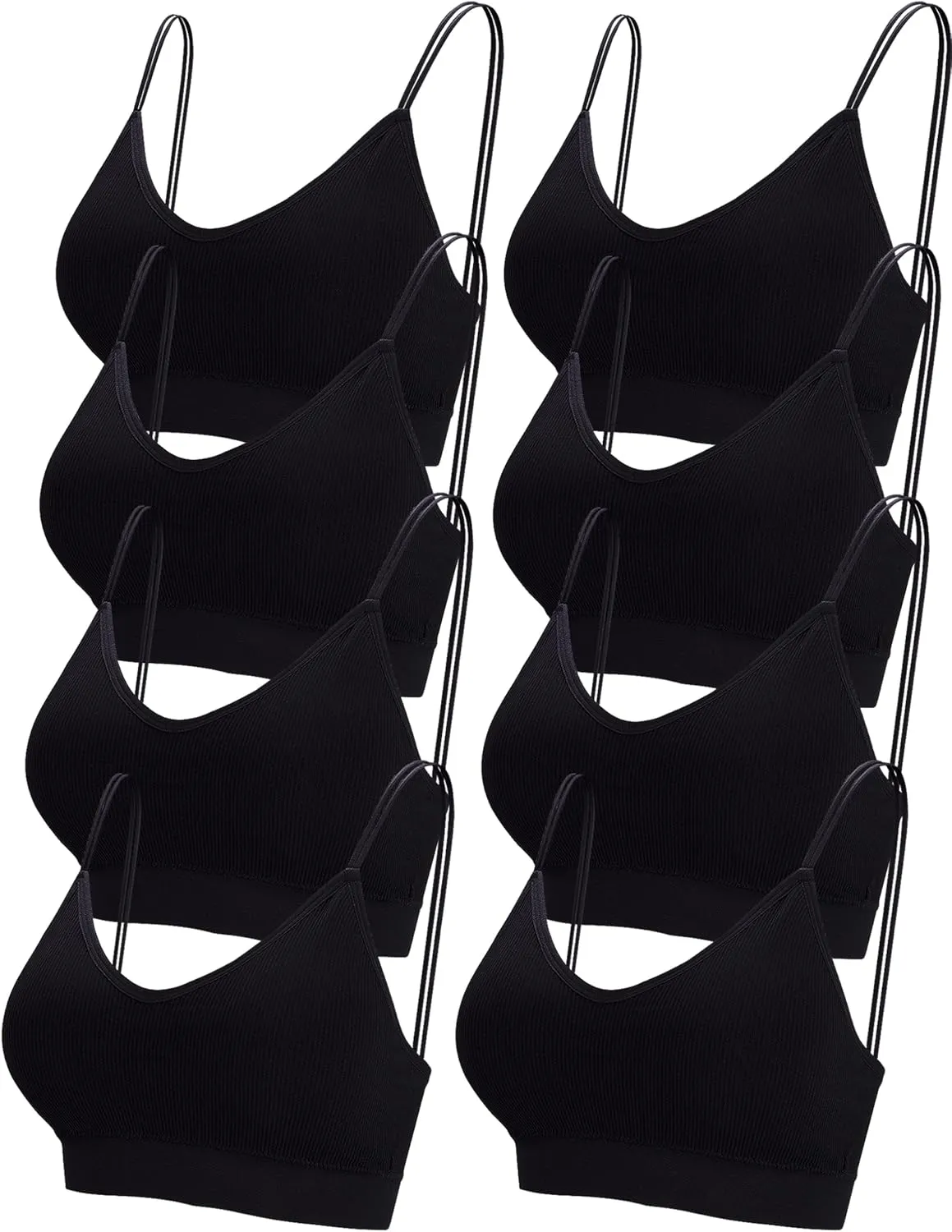 BQTQ 8 Pieces V Neck Bralettes Padded Bralettes for Women with Elastic Straps Seamless Bra