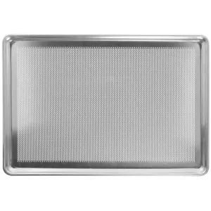 Bundy Chicago Metallic StayFlat 18 Gauge Aluminum Perforated Bun Pan with Glazed Coating - 26"L x 18"W x 1"H