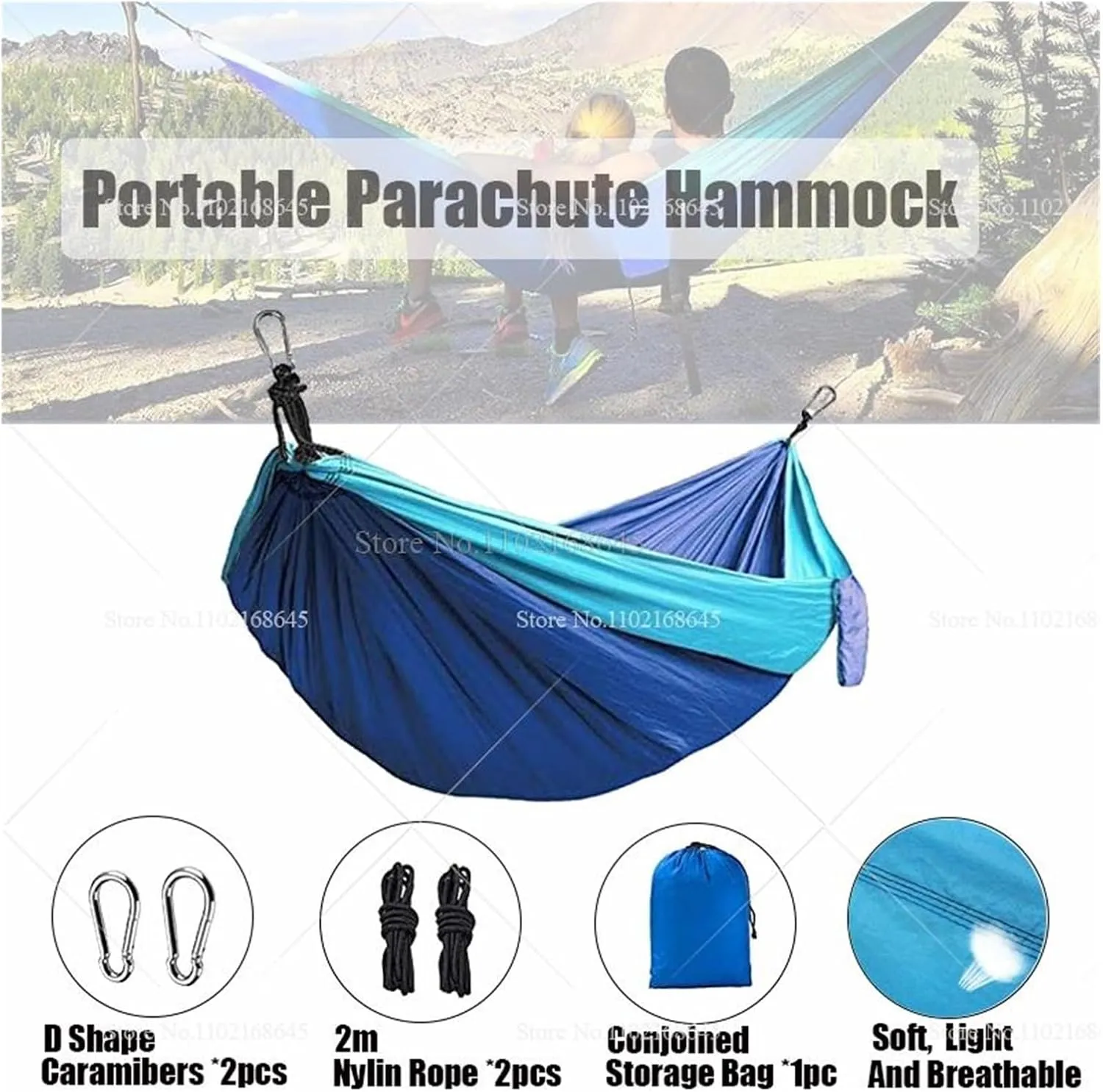 Camp Double Nylon Hammocks Camping Portable Parachute Hammock Outdoor Hiking Travel Backpacking Camping Gear Strong (Jasper)