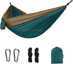 Camp Double Nylon Hammocks Camping Portable Parachute Hammock Outdoor Hiking Travel Backpacking Camping Gear Strong (Jasper)