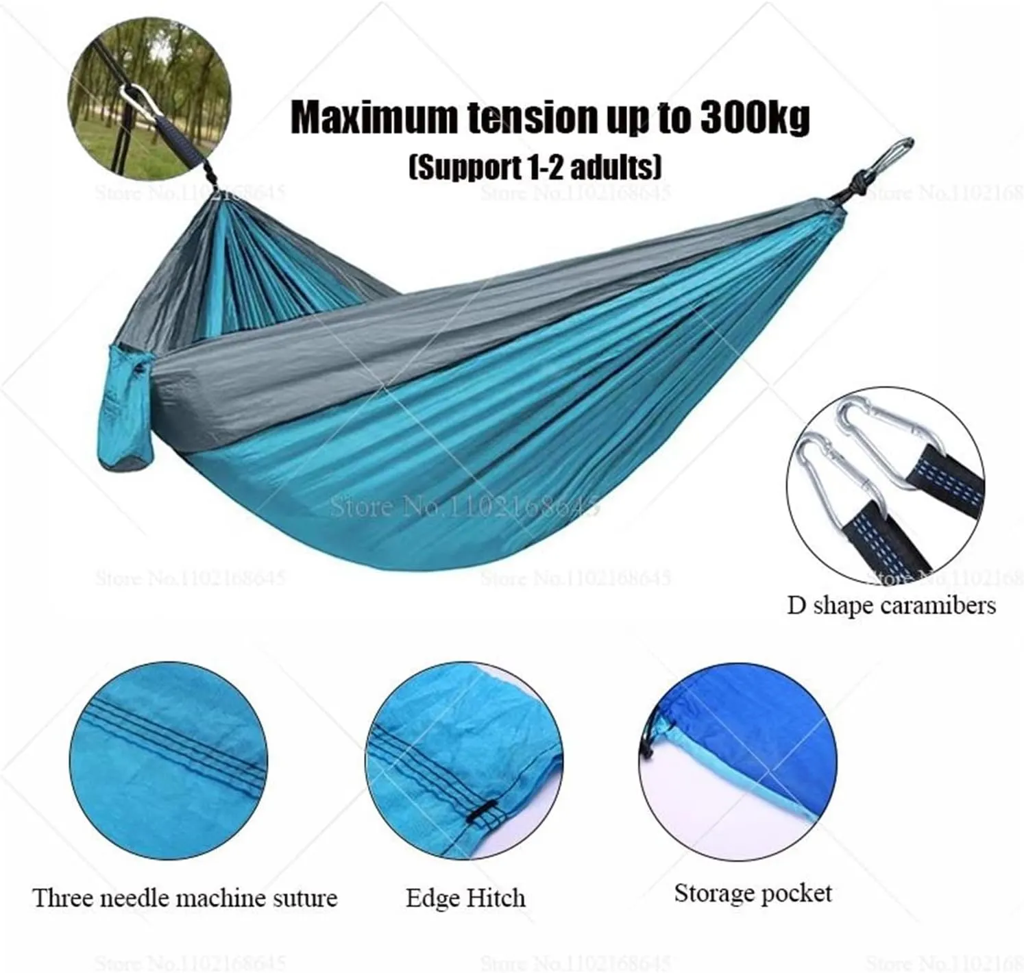 Camp Double Nylon Hammocks Camping Portable Parachute Hammock Outdoor Hiking Travel Backpacking Camping Gear Strong (Jasper)