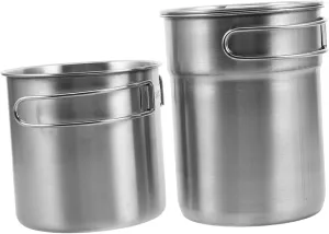 Camping Cups Set 2pcs Cup Titanium Insulated Water Mugs Portable Folding for Hiking Hunting Fishing