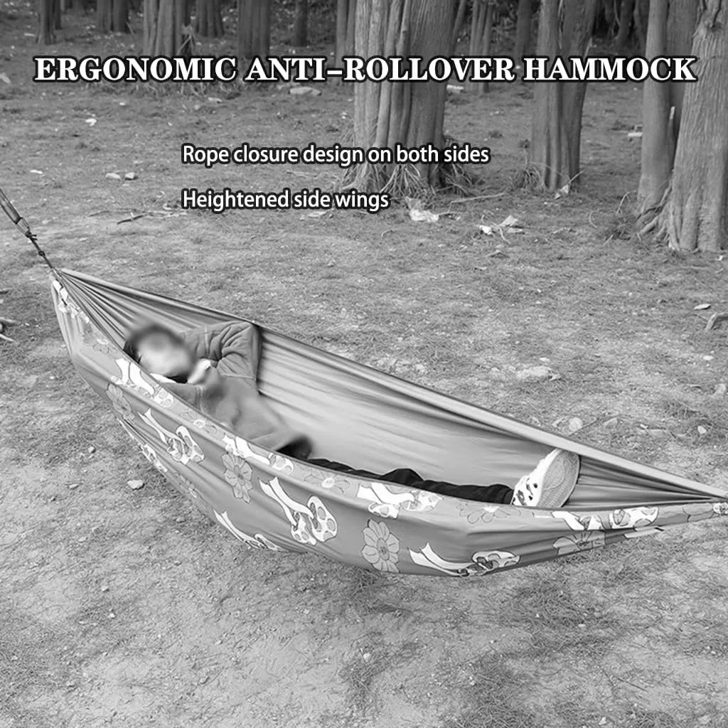 Camping Double Hammock, Fashionable Printed Decorative Thickened Swing, Bedroom Swing Hanging Bed, Load Bearing 200kg/440.9lbs(Yellow)