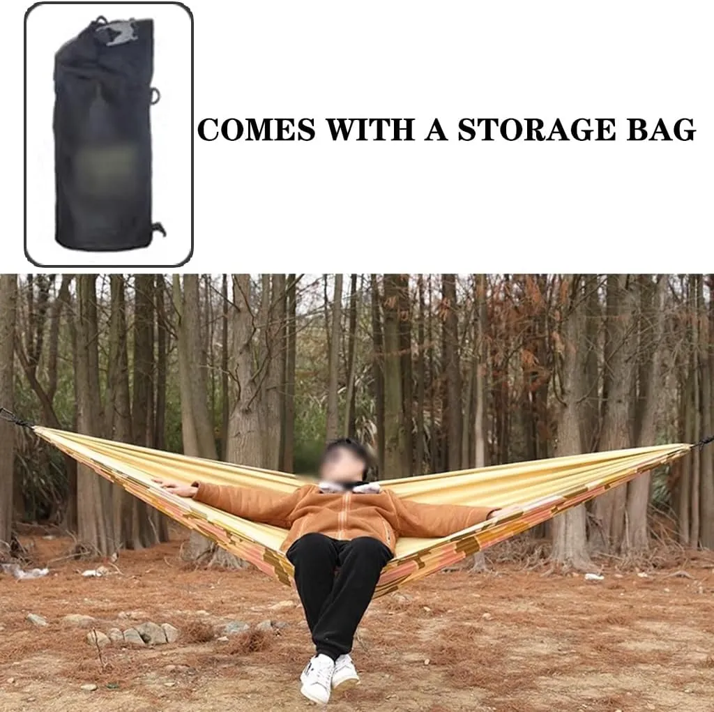 Camping Double Hammock, Fashionable Printed Decorative Thickened Swing, Bedroom Swing Hanging Bed, Load Bearing 200kg/440.9lbs(Yellow)