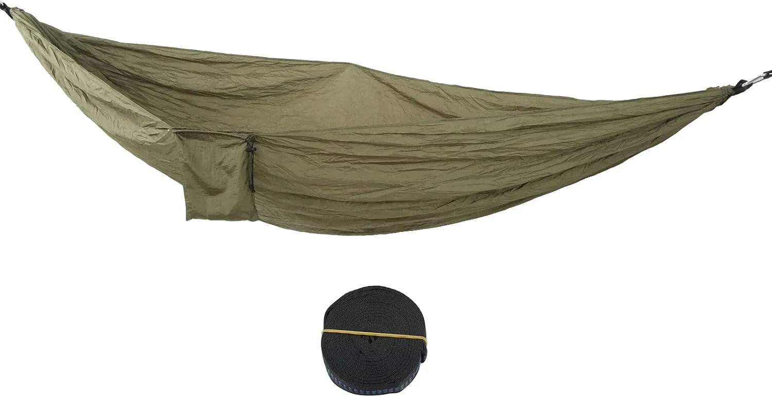 Camping Essentials,plplaaoo Camping Hammock Double,Double Hammock with Double Ring Tree Strap,Outdoor Portable Nylon Parachute Hammocks for Backyard,Patio,Beach,Garden & Hiking(Army Green), Campi