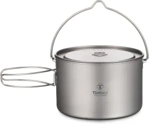Camping Pot, Titanium Pot 750ml/900ml/1100ml/1600ml/2000ml/2800ml Ultralight ing Pot with Lid and Foldable Handle Outdoor Camping Backpacking Cooking Picnic