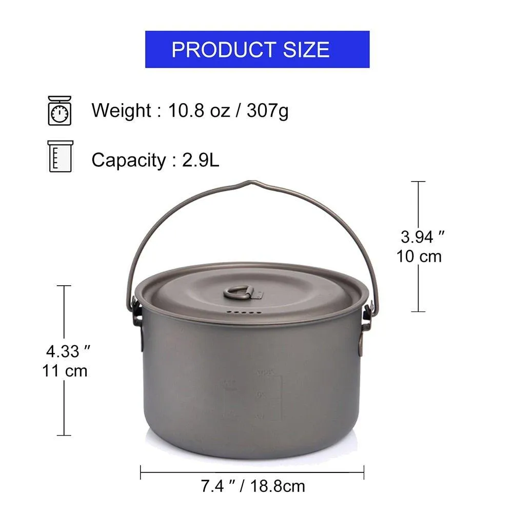 Camping Tableware Titanium Cookware set tourism cauldron Outdoor Cooking Pot Picnic Kitchen Hiking Trekking