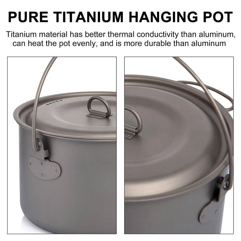 Camping Tableware Titanium Cookware set tourism cauldron Outdoor Cooking Pot Picnic Kitchen Hiking Trekking