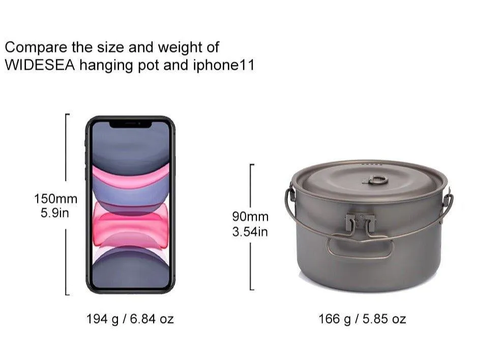 Camping Tableware Titanium Cookware set tourism cauldron Outdoor Cooking Pot Picnic Kitchen Hiking Trekking