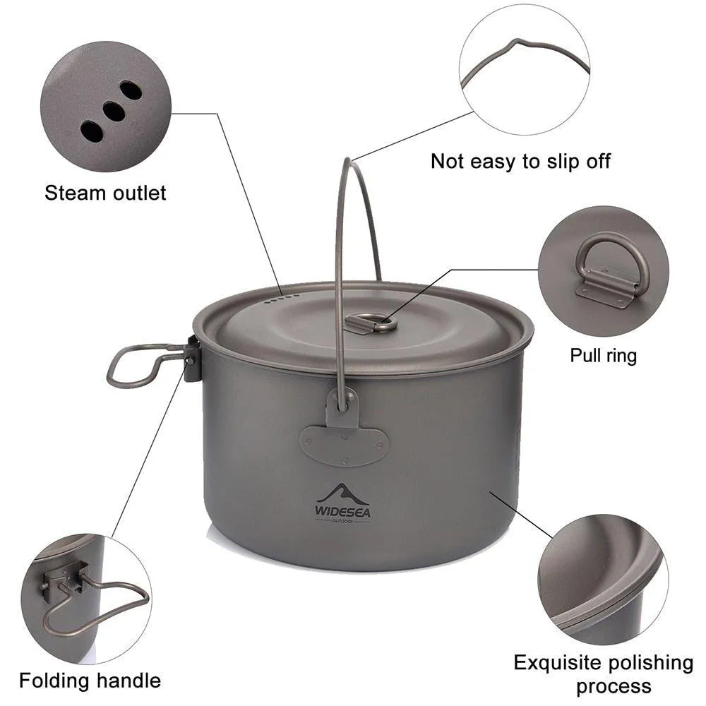 Camping Tableware Titanium Cookware set tourism cauldron Outdoor Cooking Pot Picnic Kitchen Hiking Trekking