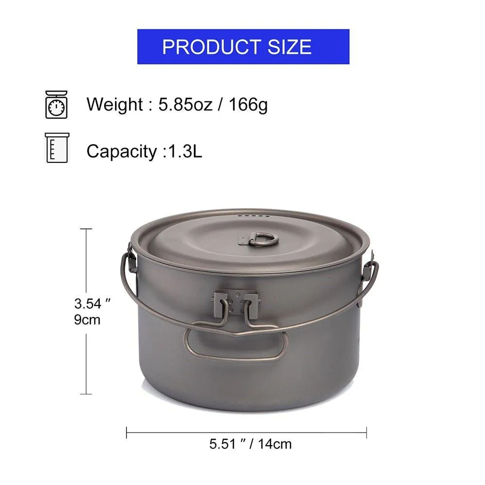 Camping Tableware Titanium Cookware set tourism cauldron Outdoor Cooking Pot Picnic Kitchen Hiking Trekking