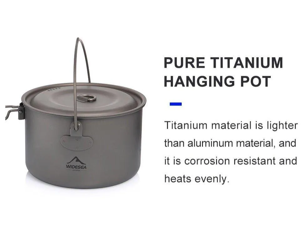 Camping Tableware Titanium Cookware set tourism cauldron Outdoor Cooking Pot Picnic Kitchen Hiking Trekking