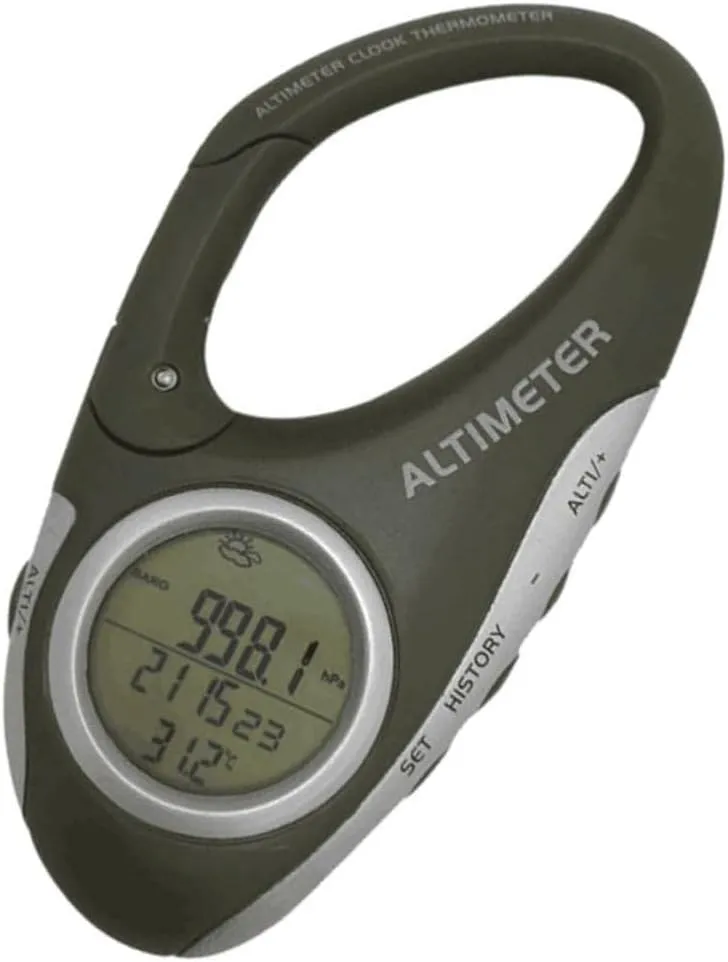 Carabiner Altitude Gauge Compact Thermometer for Camping Outdoor Barometer