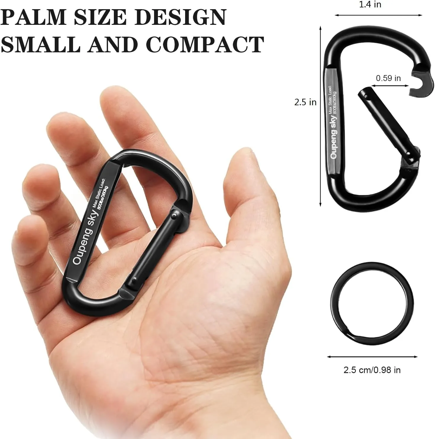 Carabiner Clip - Heavy Duty Carabiners Carabeaner D Ring Shape,Key Chain Clip Hook,Keychain Clip,Multipurpose for Camping, Hiking,Backpacking or Other Outdoor Activities.