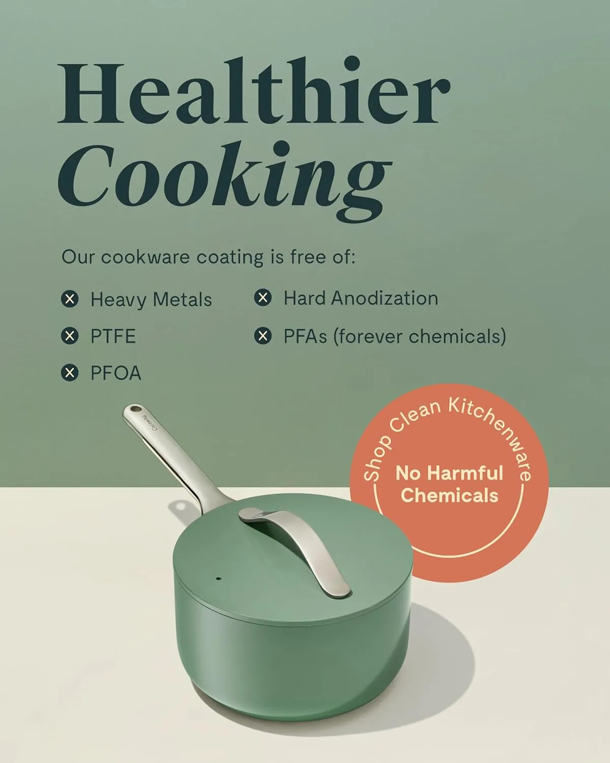 Caraway Nonstick Ceramic Sauce Pan with Lid (3 qt) - Non Toxic, PTFE & PFOA Free - Oven Safe & Compatible with All Stovetops (Gas, Electric & Induction) - Gray
