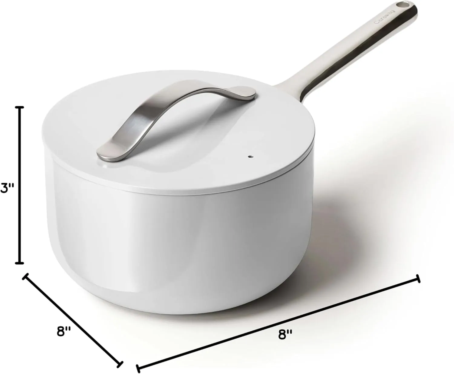 Caraway Nonstick Ceramic Sauce Pan with Lid (3 qt) - Non Toxic, PTFE & PFOA Free - Oven Safe & Compatible with All Stovetops (Gas, Electric & Induction) - Gray