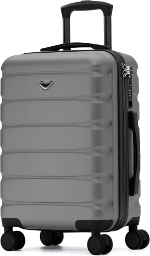 Carry On Suitcase 22x14x9 Hardside Built In TSA Lock & USB Port Lightweight Luggage Silent Double Spinner Wheels Maximum Overhead Carry-On Bag For American & United Approved Airlines