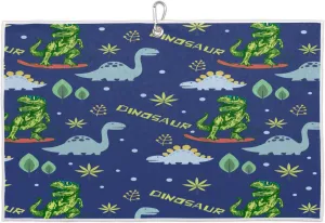 Cartoon Dinosaurs Leafs Golf Towel with Heavy Duty Carabiner Clip Quick Dry Ultra Absorbent Club Ball Cleaning Towel Golf Accessories for Men Women