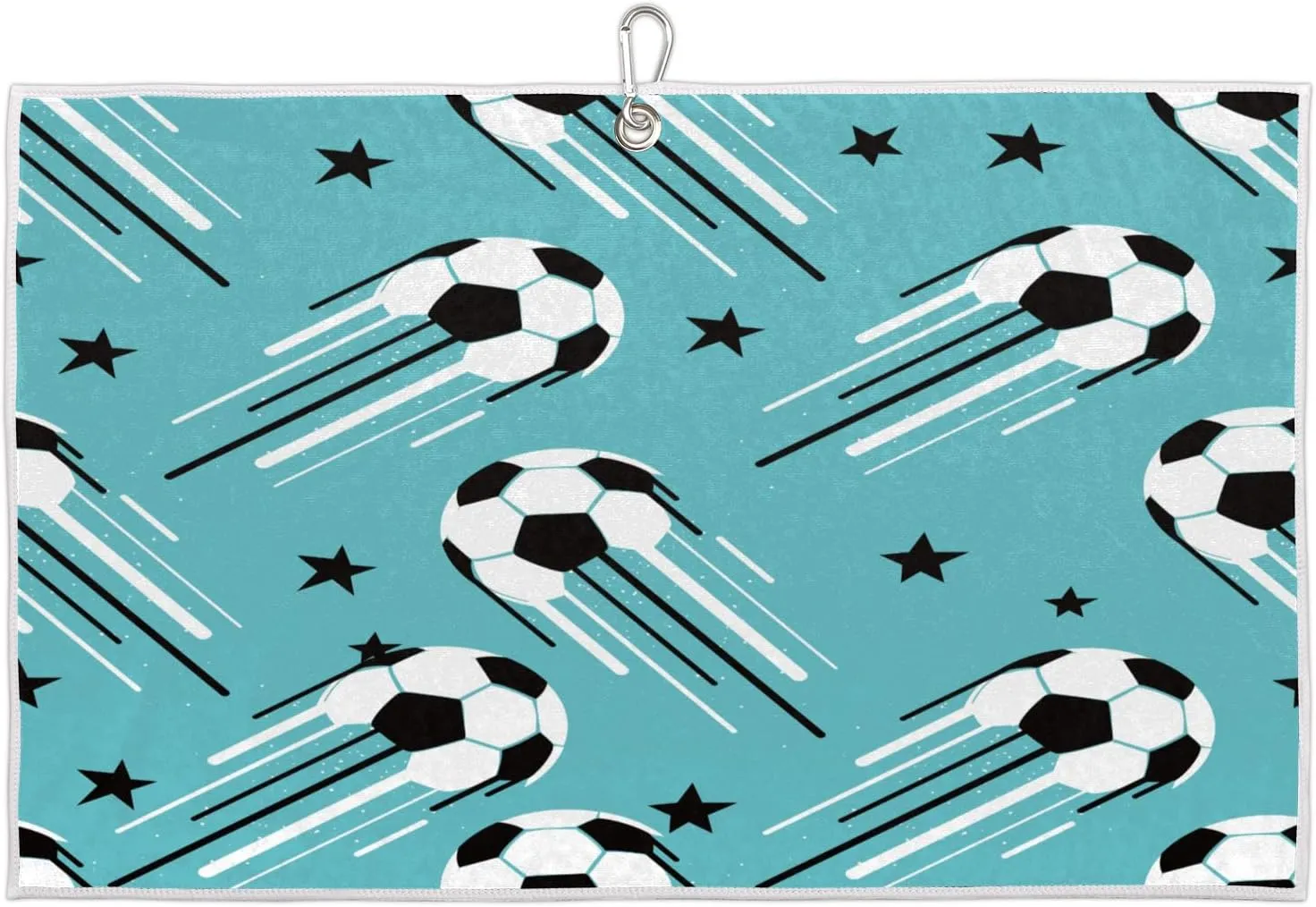 Cartoon Football Stars Flying Golf Towel with Heavy Duty Carabiner Clip Quick Dry Ultra Absorbent Club Ball Cleaning Towel Golf Accessories for Men Women