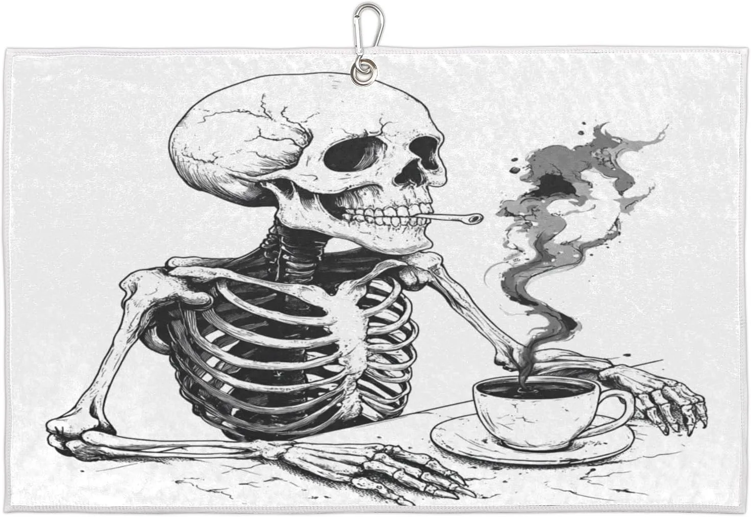 Cartoon Skeleton Golf Towel with Heavy Duty Carabiner Ultra Absorbent Quick Dry Perfect for Cleaning Clubs Balls Gear Essential Golf Accessory for Men Women Kids