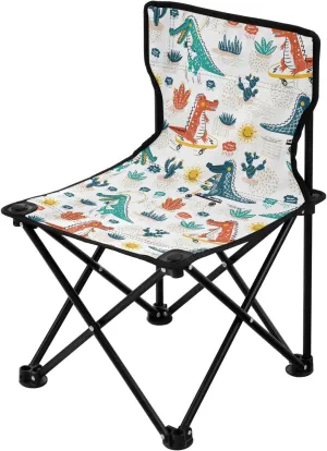 Cartoon Wild Cute Crocodile Western Cactus Plant Folding Camp Chairs for Adults Heavy Duty Ultralight Backpack Chair Carry Bag Included Outdoor Chair for Fishing Camp