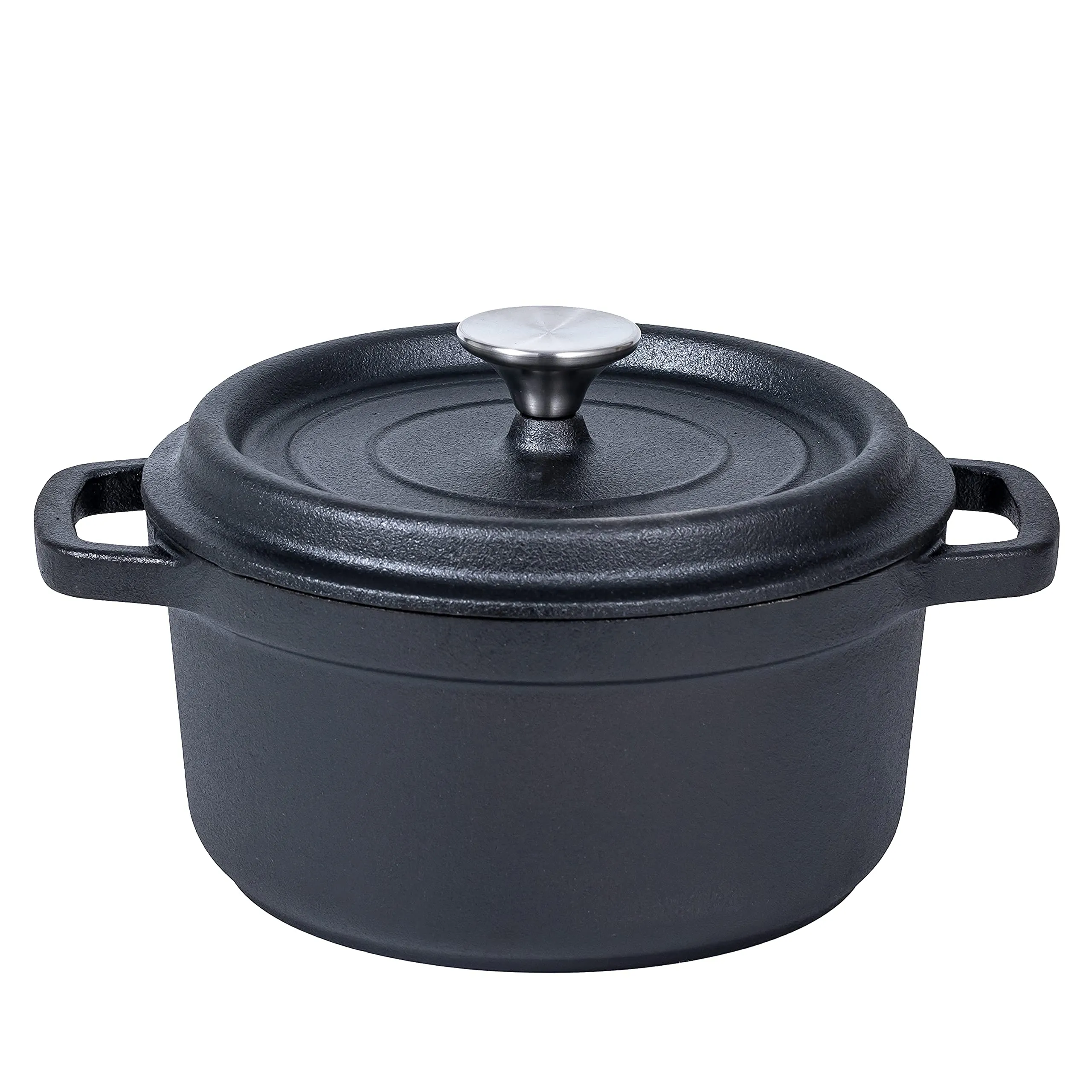 Cast Iron Dutch Oven 24cm Pre-Seasoned NonStick with Handles Lid Skillet Braising Pot Casserole