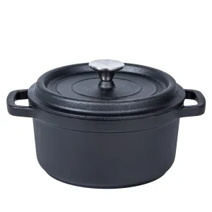 Cast Iron Dutch Oven 24cm Pre-Seasoned NonStick with Handles Lid Skillet Braising Pot Casserole
