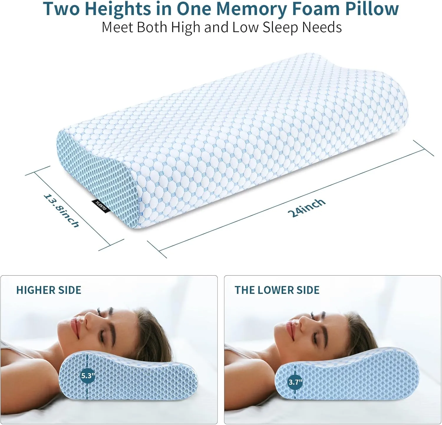 Cervical Pillow for Neck Pain Relief, Contour Memory Foam Pillows for Sleeping, Odorless Ergonomic Pillow Adjustable Orthopedic Cooling Pillow Bed Pillow Neck Support for Side Back Stomach Sleepers