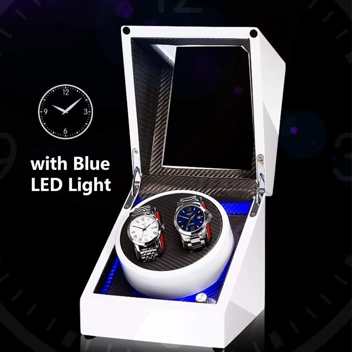 Chandelier White Double Watch Winder Box for Automatic Watch Built-in Led Light Piano Paint Exterior Power Supply Quiet Motor,A Chandelier