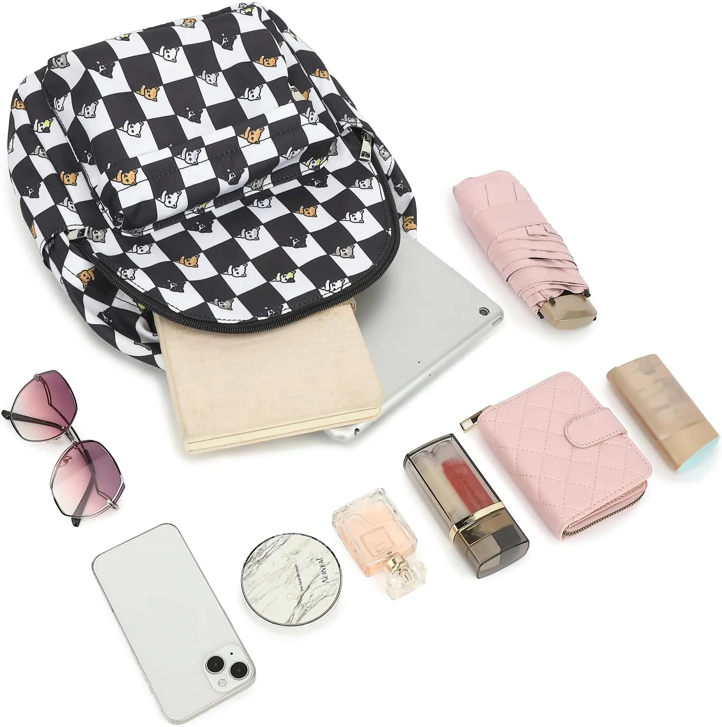 Checkered Cat Mini Backpack Women Girls, Small Backpack Purse for Adults Teens Kids School Travel