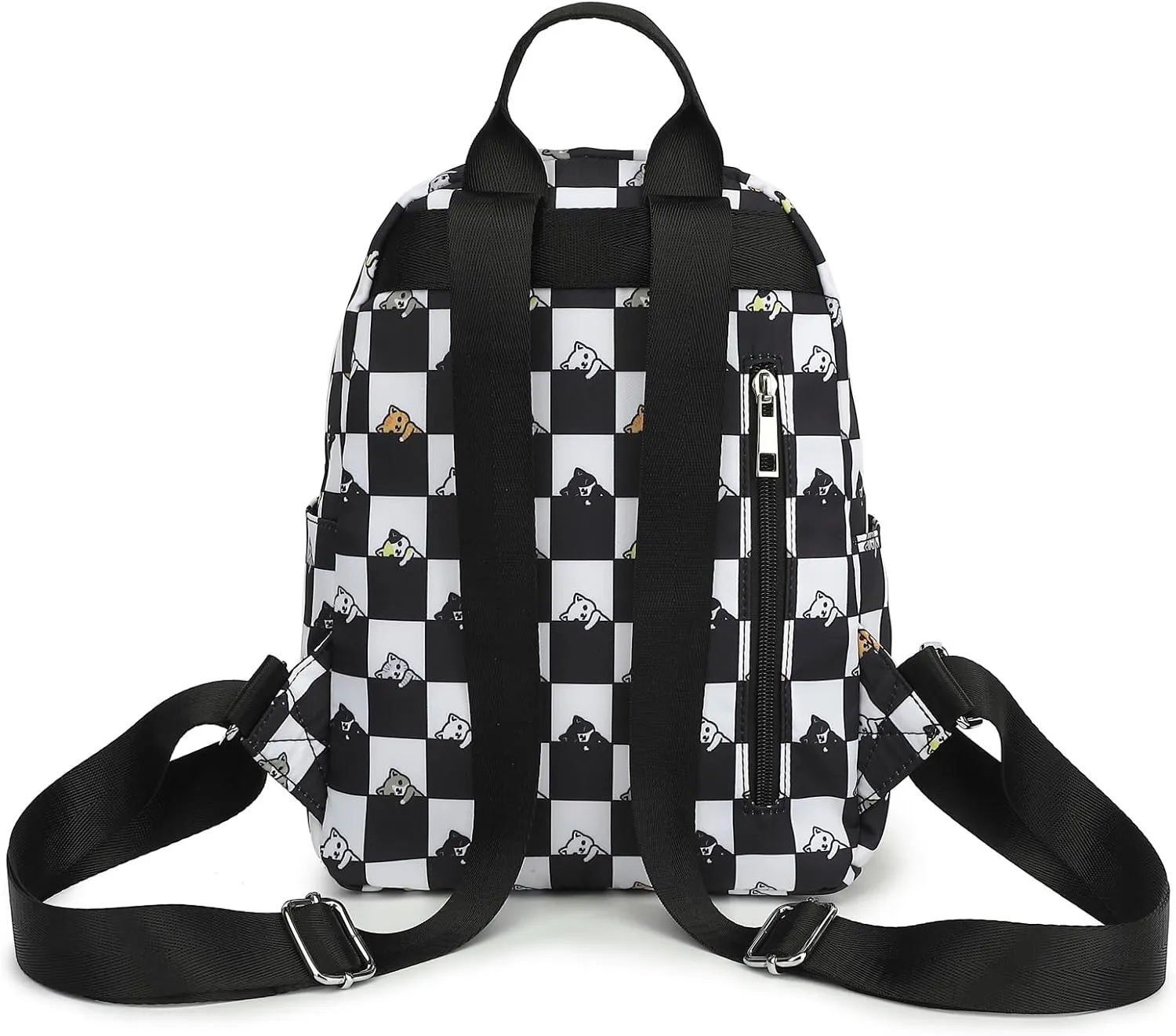 Checkered Cat Mini Backpack Women Girls, Small Backpack Purse for Adults Teens Kids School Travel
