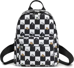 Checkered Cat Mini Backpack Women Girls, Small Backpack Purse for Adults Teens Kids School Travel
